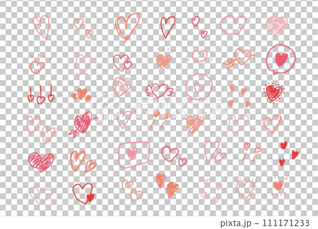 手書き　色々なハート　セット 111171233