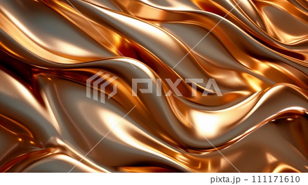 Liquid bronze with smooth, flowing waves. Shiny metallic texture. Abstract background. Ai Generated Liquid bronze with smooth, flowing waves. Shiny metallic texture. Abstract background. Ai Generated 111171610