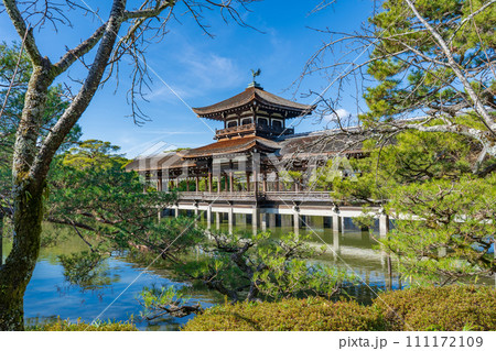 京都市 平安神宮神苑の屋根付き橋 泰平閣 京都市 平安神宮神苑の屋根付き橋 泰平閣 111172109