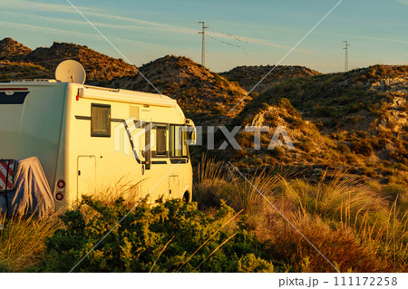 Caravan camping on nature Caravan camping on nature 111172258