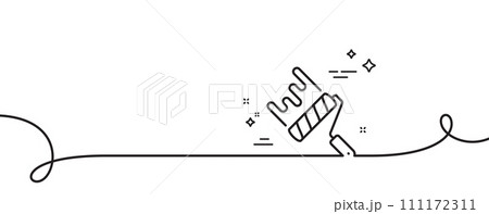 Paint roller line icon. Continuous one line with curl. Wall roll brush sign. Painter tool symbol. Paint roller single outline ribbon. Loop curve pattern. Vector Paint roller line icon. Continuous one line with curl. Wall roll brush sign. Painter tool symbol. Paint roller single outline ribbon. Loop curve pattern. Vector 111172311