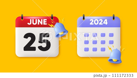 Calendar date 3d icon. 25th day of the month icon. Event schedule date. Meeting appointment time. 25th day of June month. Calendar event reminder date. Vector Calendar date 3d icon. 25th day of the month icon. Event schedule date. Meeting appointment time. 25th day of June month. Calendar event reminder date. Vector 111172333