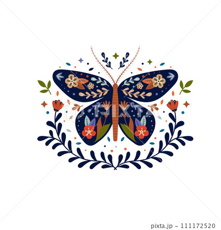 illustration of butterfly folk art decoration design illustration of butterfly folk art decoration design 111172520