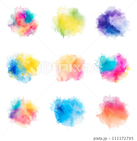 水彩のカラフルな丸テクスチャ(ベクター) 水彩のカラフルな丸テクスチャ(ベクター) 111172785