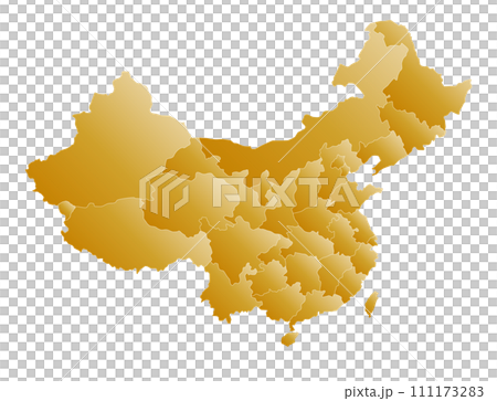 中國和台灣地圖設計，金色，有省（市/區）邊界 111173283