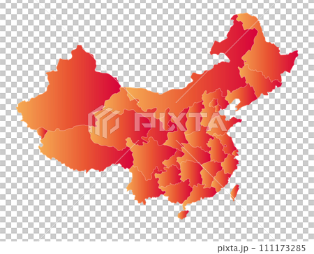 China and Taiwan map design, bright red, with provincial (city/district) boundaries 111173285