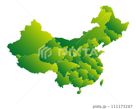 中国と台湾の地図のデザイン、自然環境、省（市・区）の境界線入り 111173287