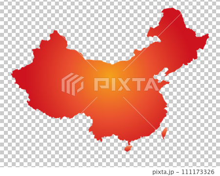 中國和台灣地圖、紅色圖標和符號 111173326