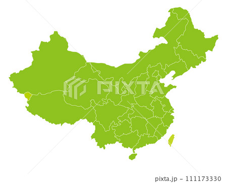 中国と台湾のナチュラルな地図、省（市・区）の境界線入り 111173330