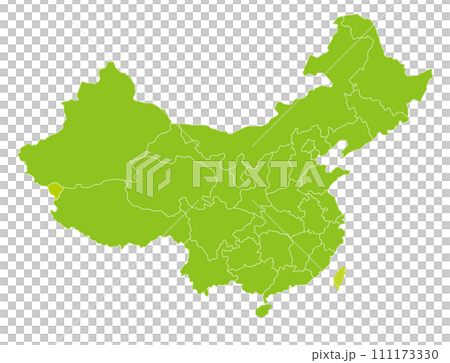 中国と台湾のナチュラルな地図、省（市・区）の境界線入り 111173330