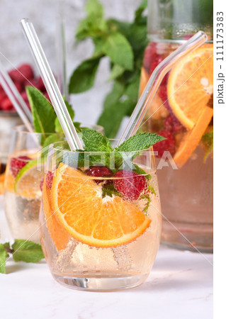 Summer Sangria cocktail or lemonade Summer Sangria cocktail or lemonade 111173383