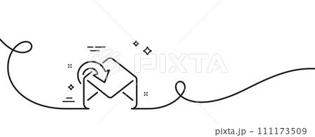 Receive Mail download line icon. Continuous one line with curl. Incoming Messages correspondence sign. E-mail symbol. Receive Mail single outline ribbon. Loop curve pattern. Vector 111173509