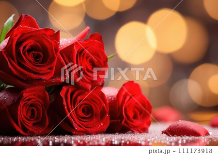 valentine's day celebration with red roses background 111173918