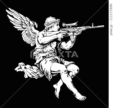 The Cupid with a Kalashnikov assault rifle 111173990