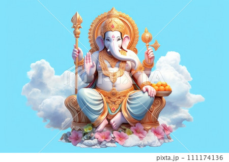 Illustration of Ganesh Chaturthi, the Hindu god Ganesha 111174136