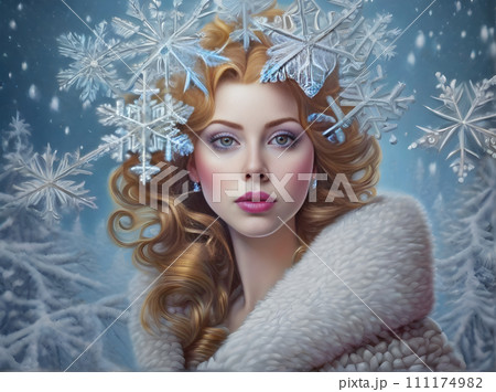 Snowflakes painted background drawing pastel tones. 111174982