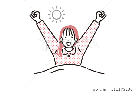 人物 目覚めに伸びをする女性 111175236