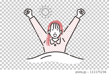 人物 目覚めに伸びをする女性 111175236