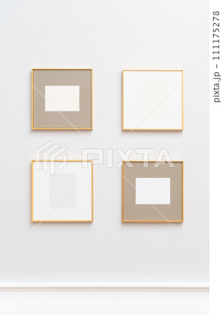 Transform space into an art gallery with modern picture frames. white design and empty templates create blank canvas for images or artwork. Whether in home or office. 111175278