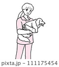 犬を抱っこする動物病院のスタッフ 111175454