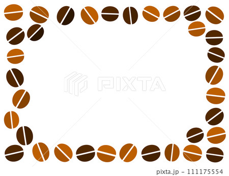 色々な焙煎の珈琲豆を並べたフレーム枠のイラスト 色々な焙煎の珈琲豆を並べたフレーム枠のイラスト 111175554