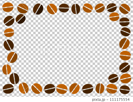 色々な焙煎の珈琲豆を並べたフレーム枠のイラスト 色々な焙煎の珈琲豆を並べたフレーム枠のイラスト 111175554