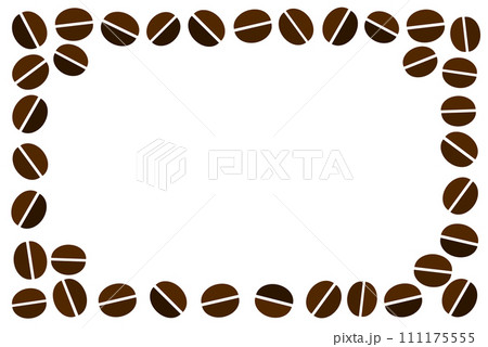色々な焙煎の珈琲豆を並べたフレーム枠のイラスト 111175555