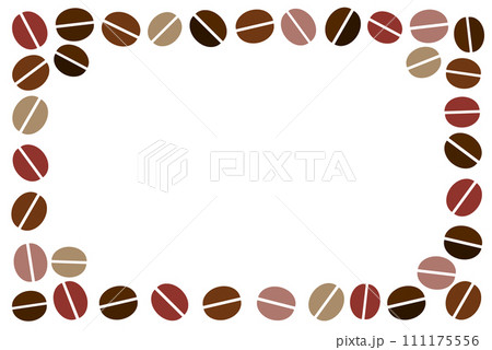 色々な焙煎の珈琲豆を並べたフレーム枠のイラスト 111175556