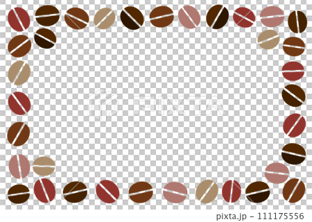 色々な焙煎の珈琲豆を並べたフレーム枠のイラスト 111175556