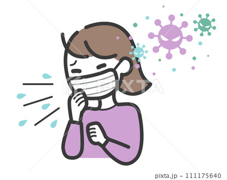 ウイルスに感染して体調を崩す女性 111175640