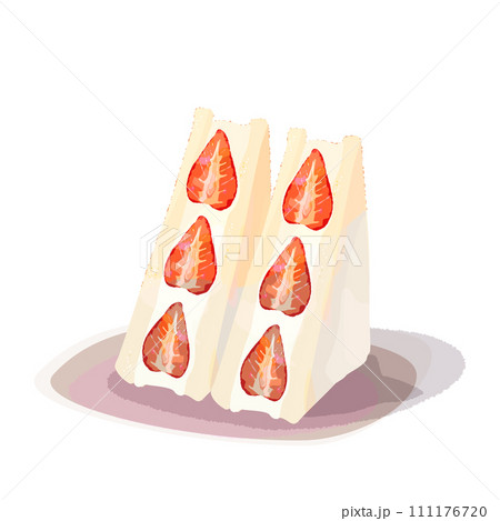 美味しそうな苺サンドイッチのイラスト 美味しそうな苺サンドイッチのイラスト 111176720