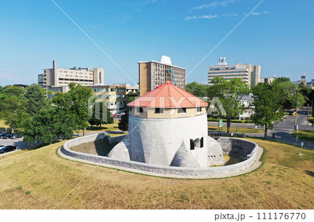 Aerial of Murney Tower Museum in Kingston, Ontario, Canada 111176770