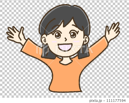 A woman who is overjoyed with her arms outstretched A woman who is overjoyed with her arms outstretched 111177594