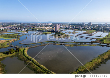 Aerial view of 52 jia Wetland in Yilan county, Taiwan Aerial view of 52 jia Wetland in Yilan county, Taiwan 111177745