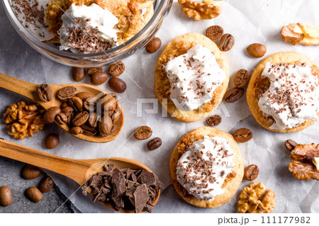 Nut cookies. Homemade shortbread cookies with meringue 111177982