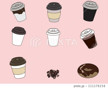 コーヒーイラスト_セット コーヒーイラスト_セット 111178158