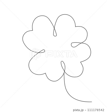 Clover celtic lucky symbol continuous line art traditional decorative leaf isolated on white. Patrick day holiday. 111178542
