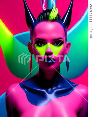 Gifts: painted background 3D shadows neon. 111178992