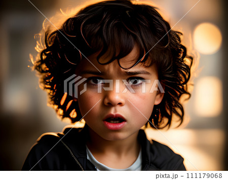 Furious child portrait with cinematic K. 111179068