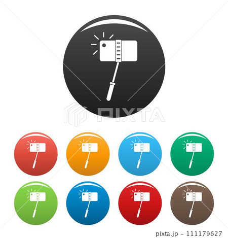 Take a photo at monopod icons set 9 color vector isolated on white for any design 111179627