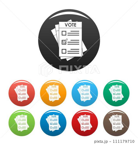 Election paper icons set 9 color vector isolated on white for any design 111179710