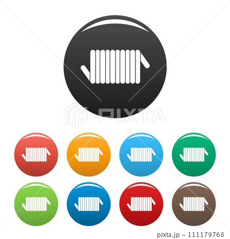 Cord spring coil icons set 9 color vector isolated on white for any design Cord spring coil icons set 9 color vector isolated on white for any design 111179768