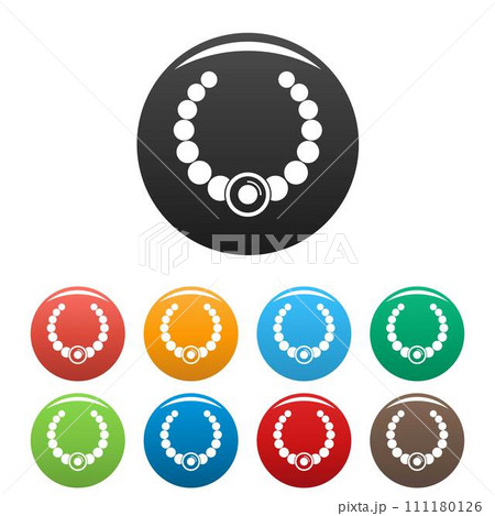 Gemstone fashion necklace icons set 9 color vector isolated on white for any design 111180126