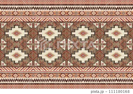 Navajo tribal vector seamless pattern. Native American ornament. Ethnic South Western decor style. Boho geometric ornament. Vector seamless pattern. Mexican blanket, rug. Woven carpet illustration. 111180168