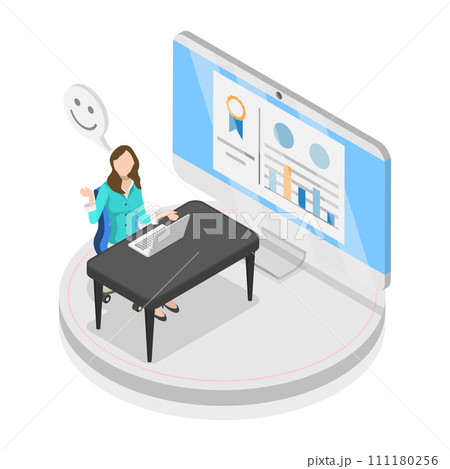 3D Isometric Flat Vector Illustration of Objective Key Results. Item 2 111180256
