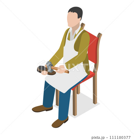 3D Isometric Flat Vector Illustration of Leather Shoes Production. Item 1 3D Isometric Flat Vector Illustration of Leather Shoes Production. Item 1 111180377