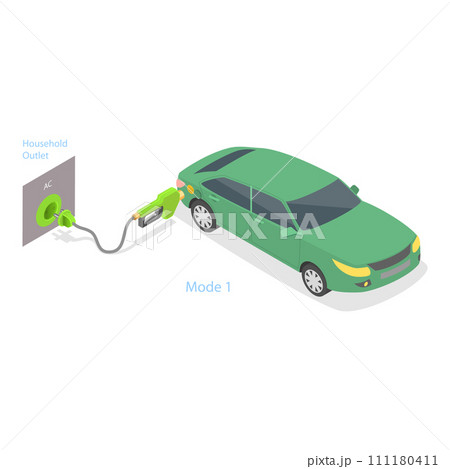 3D Isometric Flat Vector Illustration of Electric Car Charging Modes. Item 4 111180411
