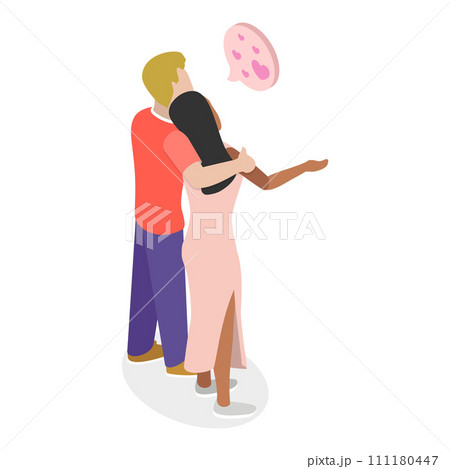 3D Isometric Flat Vector Set of Lovers Couples. Item 7 3D Isometric Flat Vector Set of Lovers Couples. Item 7 111180447
