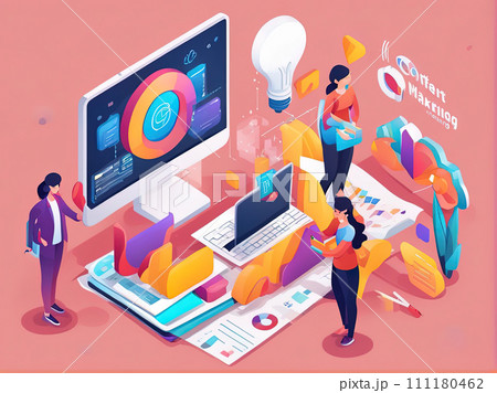 Digital marketing strategy team,Content manager, Flat cartoon character graphic design with Generative AI. Digital marketing strategy team,Content manager, Flat cartoon character graphic design with Generative AI. 111180462