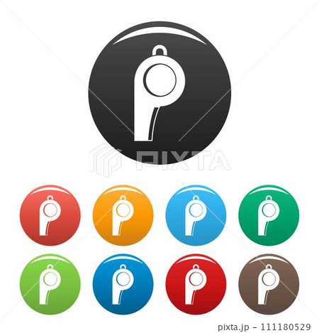 Sport whistle icons set 9 color vector isolated on white for any design 111180529